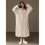 me home wear | Thick and Fleece Coral Velvet Womens Robe for Fall Winter