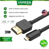 UGREEN Micro HDMI Port to HDMI Cable Male To Male High Speed Ethernet Support 3D 4K 60Hz GoPro Adapt
