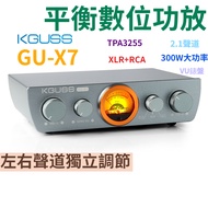 KGUSS GU-X7 XLR Balanced Power Amplifier 300W High Power 2.1 Channel Power Amplifier TPA3255 Audio