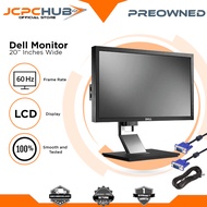 Dell Monitor 19 20 Inches LCD LED Wide Screen Display with Power Cable & VGA Cable Presented Monitor