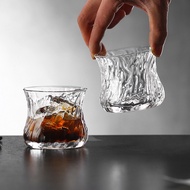 E0507-Glacier Pattern Glass Light Luxury Retro Coffee Cup Ice American Latte Cup Concentrated Tastin