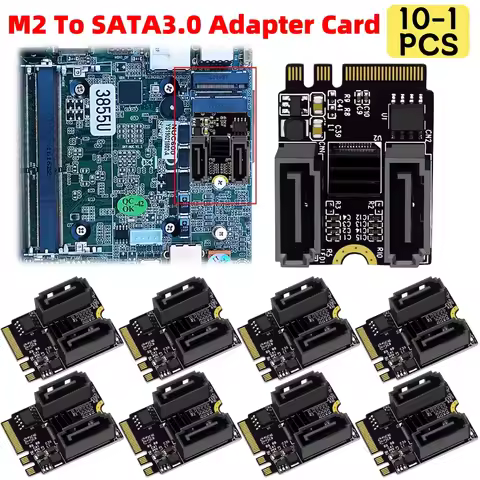 M2 To SATA3.0 Expansion Card PCI-E3.0 KEY A + E WIFI M.2 To SATA Hard Disk Adapter Card Without Driv