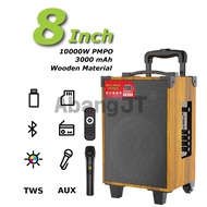 Sing-E JQS-908S 8Inci Troli Speaker Kayu dengan 10000 PMPO Super Bass Speaker Karaoke System Subwoof