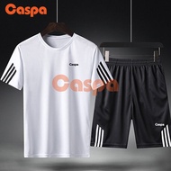 Caspa เซ็ตเสื้อ กีฬาผู้ชาย มาพร้อมเสื้อ กางเกงขาสั้นแขนสั้นผ้า ระบายอากาศชุดสองชิ้น ราคาถูก