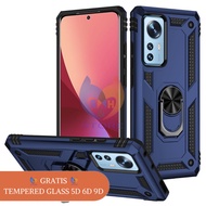 PROMO Case Xiaomi 12 12 Pro Hardcase 360 Military Kickstand Magnetic TPU + FREE Tempered Glass 5D 6D