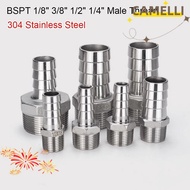 CAMELLI5Q 1Pcs Hose Connector, BSPT 304 Stainless Steel Pipe Joint, Durable 6mm To 12mm Connector Ad