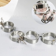 BDSM ทาสสแตนเลส Handcuff ข้อมือโลหะ Cuffs ผูกสายฟ้าล็อคเกย์ทาส Restraints ของเล่นเพศสำหรับหญิงชาย