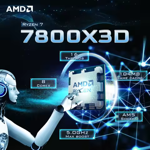 AMD Ryzen 7 7800X3D 8-Core 16-Thread DDR5 5NM 4.2GHz Socket AM5 R7 7800X3D Processor L3=96M 120W No 