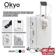 🚀Ready stock🚀Aluminum frame multifunctional suitcase with USB charging aluminum frame suitcase行李箱
