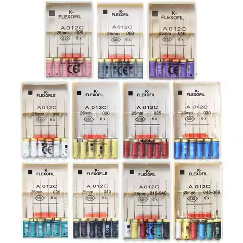 6Pcs/Pack Dental K-FLEXOFILE Flexibility Endo Root Canal Files SSt Hand Use K FILE Dentist Endodonti