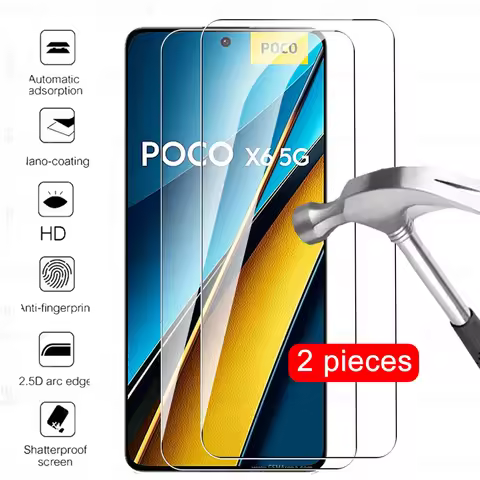 2 Pcs For Poco X6 X7 X8 Pro 5G Tempered Glass M6 F6 X5 X4 X3 NFC F5 F3 C65 4G F6Pro X6Pro X7Pro X8Pr