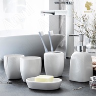 ▪ Creative Pure White Bathroom Accessories Set Ceramic Nordic Modern Simplicity Five Piece Set Shower Accessories Home Decoration