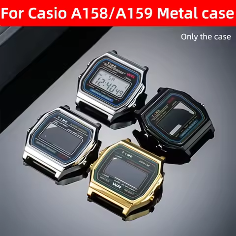 A158 Metal Case Mod Kit for Casio 593 A158W A158WE A159W F-91W Stainless Steel Case Watch Strap Modi