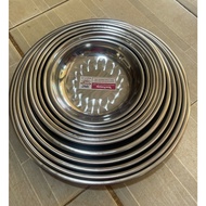 Deep Round Food Tray and Plate Made of High Quality Stainless Steel in Many Sizes; from 40 to 60 cm.