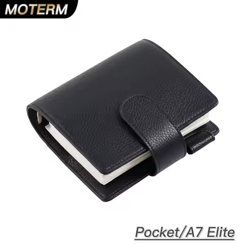 Moterm Elite Pocket A7 Rings Planner Cover Pebbled Grain Leather Binder Organizer Notebook Journal w