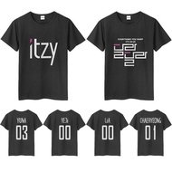 ITZY T-shirt fan edition with print Itzy names Yeji, Chaeryoung, Lia, Yuna. Baju ITZY merch KPOP