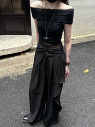 กางเกงขายาวทรงหลวมสไตล์ญี่ปุ่นย้อนยุคสำหรับผู้ชาย ทรงไม่สมมาตร ทรงหลวม กางเกงขายาวทรงขากว้าง สไตล์ Y