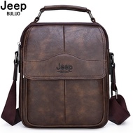 JEEP BULUO Large Capacity Split Leather Bag For Man Messenger Bag New Men Crossbody Bag Shoulder Bags Multi-function Men Handba