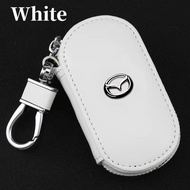 Leather Remote Car Key Fob Cover Case Holder Shell Bag Wallet Pouch Keychain Protector for Mazda 2 3 6 Axela CX30 CX3 CX5 CX7 CX8 CX9 MX5 MX30 BT50 Car Styling Accessories