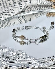 浪漫金幣公主水晶手鍊 - 醫療鋼/魔鬼髮晶/金曜石/茶晶/可調節鍊