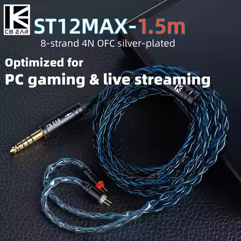 KBEAR ST12Max iem cable 1.5m 8core OFC silver-plated Wired Earphone Cable 2PIN/QDC/MMCX Earbud Conne