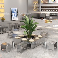 Commercial Milk Tea Shop Transparent Stainless Steel Internet Celebrity Dessert Snack Shop Folding C