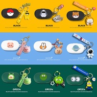 For Anker Soundcore AeroFit Case Cartoon Shark Keychain Pendant Soundcore AeroFit Silicone Soft Case