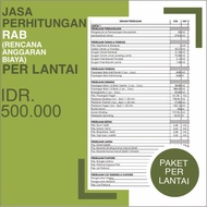 JASA HITUNG RENCANA ANGGARAN BIAYA PER LANTAI