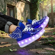 XONGT Double-wheeled Heelys rechargeable LED shoes adult roller shoes Parent-child roller skates adu