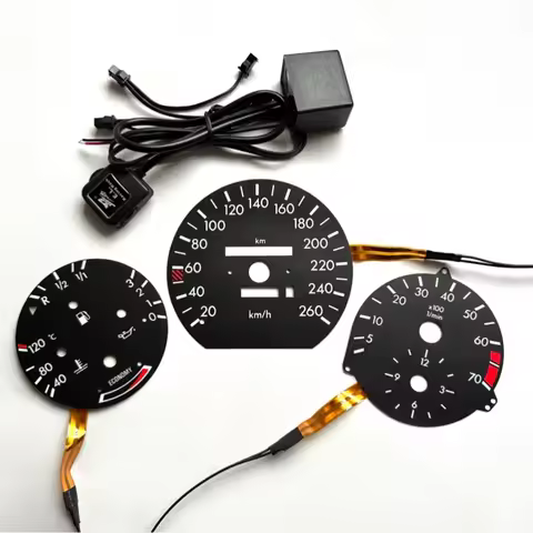 SD Motor O-I-L EL Glow Gauge 260 KM 7000 RPM Economy for MB W124 W126 W201 190E Black Panel White Li