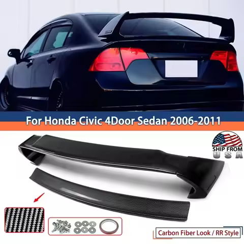 Fit 2006-11 Honda Civic Sedan FD2 Mugen RR Style Spoiler Rear Trunk Lid Wing Accessories Car Rear Wi