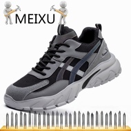 MEIXU Safety Shoes Men Plastic Toe Cap Anti-smashing Anti-piercing light weight Reflective in Grey B