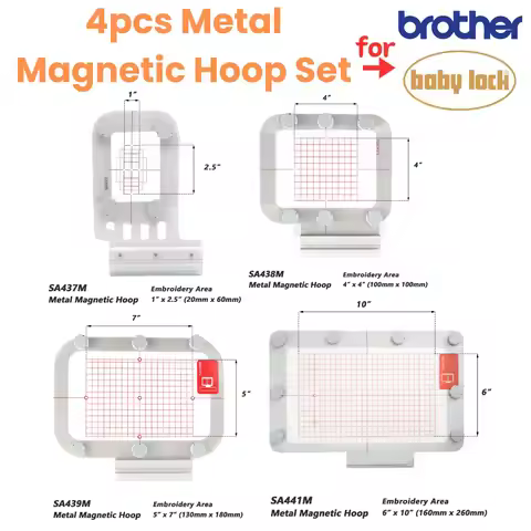 Metal Magnetic Hoop Set for Brother V3 V5 V7 BP2100 BP2150L BP1430L NV870 NV800E VE2300 NQ1400E XE1 