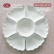 Plain White Porcelain Sunflower Dinnerware Set - Ancestor Offering Dinnerware Set - Broken