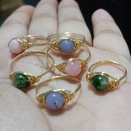 Natural stone ring gold 14k  handmade