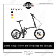 Litepro 16 Inch Folding Bike with 9 Speed Disc Brake 305