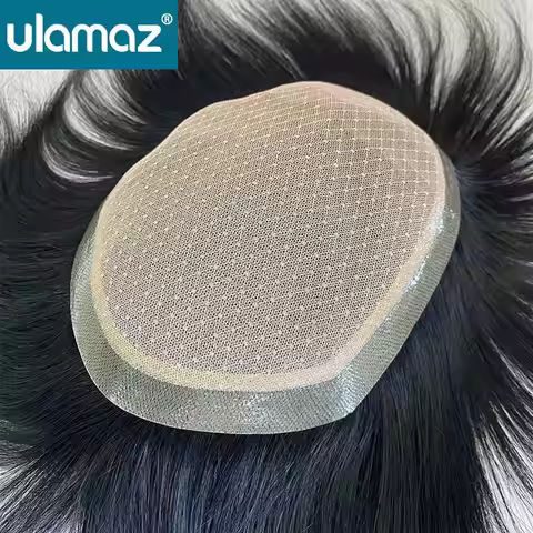 Silk Base Toupee Realistic Men's Wig Lace Hair System Wigs Human Hair Male Hair Prosthesis Asian Wig