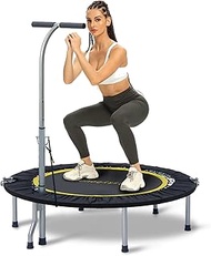 Hotjump 39in Mini Foldable Trampoline for Exercise Women with Handle Load 265lbs, Workout rebounder Trampoline with bar, Personal Leaps and rebounds Small Trampoline Indoor