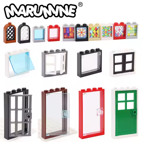 Marumine MOC Bricks Door Frame Window Glass Building Blocks City House Parts Compatible with 60616 6