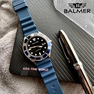 [Original] Balmer 8174G SS-45 Sapphire Men's Watch with Black Dial and 50m Water Resistant Blue Rubber Strap