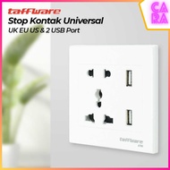 Universal Wall Socket UK EU US 2 USB Port Y1-001