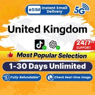 United Kingdom eSIM Ultra 5G 500MB-10GB Data |High Speed Data UK Travel eSIM 3-20 Days