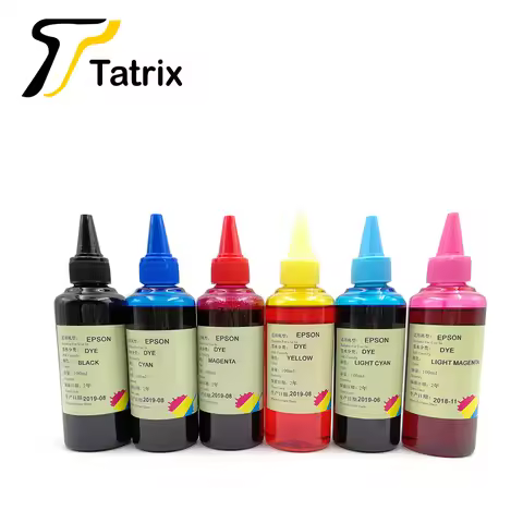 Tatrix 6 X 100ML Refill Ink For Epson Cartridges, Dye Ink Photo Ink For Epson Inkjet Printer