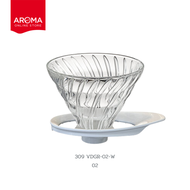 Hario ดริปเปอร์ แก้ว ฐานสีขาว V60 Glass Dripper White (VDGR-01-W 308) (VDGR-02-W 309)