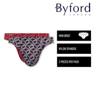 Byford Seluar Dlam Lelaki | (2 PCS) Byford Mens Nylon Spandex Mini Brief Underwear Assorted Colours 