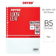 LOOSE LEAF B5 PLAIN | JOYKO B5-100PL | CONTENTS 50 and 100 SHEETS | FILE BINDER PAPER CONTENTS | PLA
