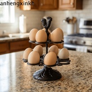 ANHENGXIN 2 Tier Eggs Holder, Large Capacity Rustic Rooster Fresh Egg Holder, Cute Iron Decorative E
