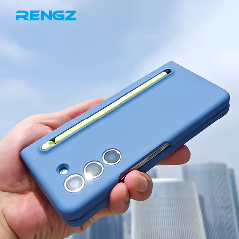 RENGZ With S Pen Silicone Case For Smasung Galaxy Z Fold 7 6 5 4 Pen Slot Shockproof Hard PC Fold5 F