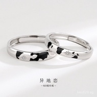 Simple Pure Silver Couple Rings for Long Distance Relationships Valentine's Day Gift Personality S92