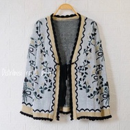 CARDIGAN RAJUT PREMIUM MOTIF BUNGA KANCING PITA WANITA KOREA